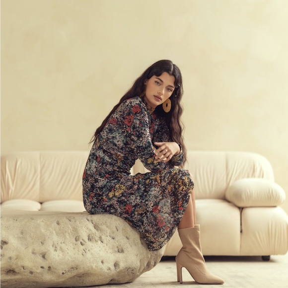 Bliss Ruched Mesh Dress Mini Floral - Picture 3 of 4